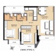 2 BHK Flats Floor Plan - Carpet Area : 550 sq.ft