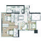 3 BHK Flats Floor Plan - Carpet Area : 1409 sq.ft