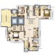 4 BHK Flats Floor Plan - Carpet Area : 1197 sq.ft