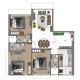 3 BHK Flats Floor Plan - Carpet Area : 1045 sq.ft