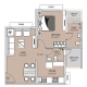 1 BHK Flats Floor Plan - Carpet Area : 441 sq.ft