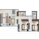 2 BHK Flats Floor Plan - Carpet Area : 589 sq.ft