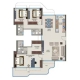 3 BHK Flats Floor Plan - Carpet Area : 1144 sq.ft