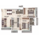 2 BHK Flats Floor Plan - Carpet Area : 786 sq.ft