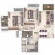 2 BHK Flats Floor Plan - Carpet Area : 805 sq.ft