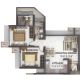 2 BHK Flats Floor Plan - Carpet Area : 665 sq.ft