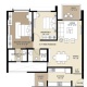 2 BHK Flats Floor Plan - Carpet Area : 888 sq.ft