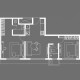 2 BHK Flats Floor Plan - Carpet Area : 1000 sq.ft