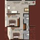 2 BHK Flats Floor Plan - Carpet Area : 675 sq.ft