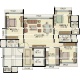 3 BHK Flats Floor Plan - Super Built-Up Area : 1715 sq.ft