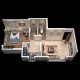 1 BHK Flats Floor Plan - Carpet Area : 430 sq.ft