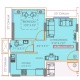 1 BHK Flats Floor Plan - Carpet Area : 372 sq.ft