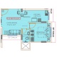 1 BHK Flats Floor Plan - Carpet Area : 388 sq.ft
