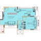 1 BHK Flats Floor Plan - Carpet Area : 401 sq.ft