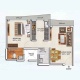 1 BHK Flats Floor Plan - Carpet Area : 478 sq.ft