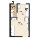 1 RK Flats Floor Plan - Carpet Area : 157.05  Sq.ft