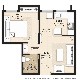 1 BHK Flats Floor Plan - Carpet Area : 268.67  Sq.ft