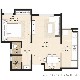 1 BHK Flats Floor Plan - Carpet Area : 317.97  Sq.ft
