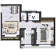 1 BHK Flats Floor Plan - Carpet Area : 295  Sq.ft