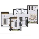2 BHK Flats Floor Plan - Carpet Area : 448 sq.ft