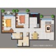 2 BHK Flats Floor Plan - Super Built-Up Area - 850 sq ft