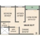 1 BHK Flats Floor Plan - Carpet Area : 586  Sq.ft